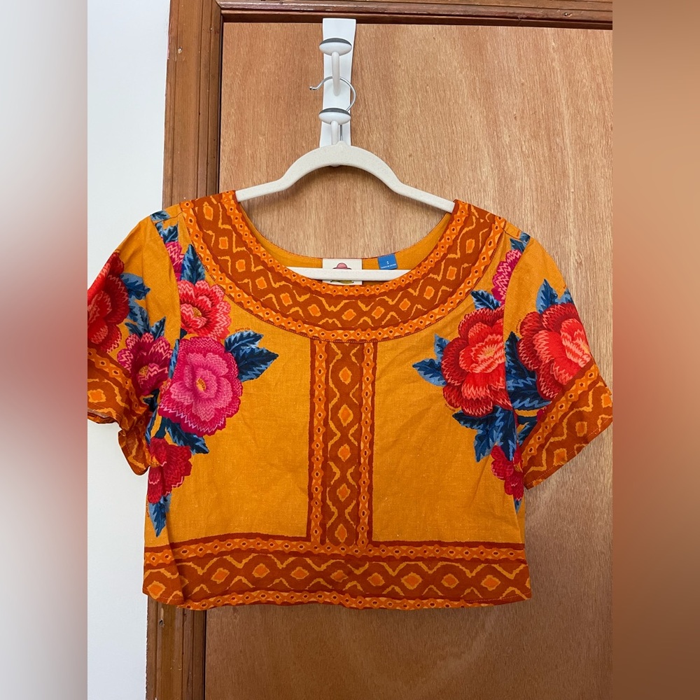FARM Rio Orange Floral Crop Top